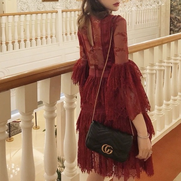 Self-Portrait size 2 red lace midi dress - Picture 13 of 16